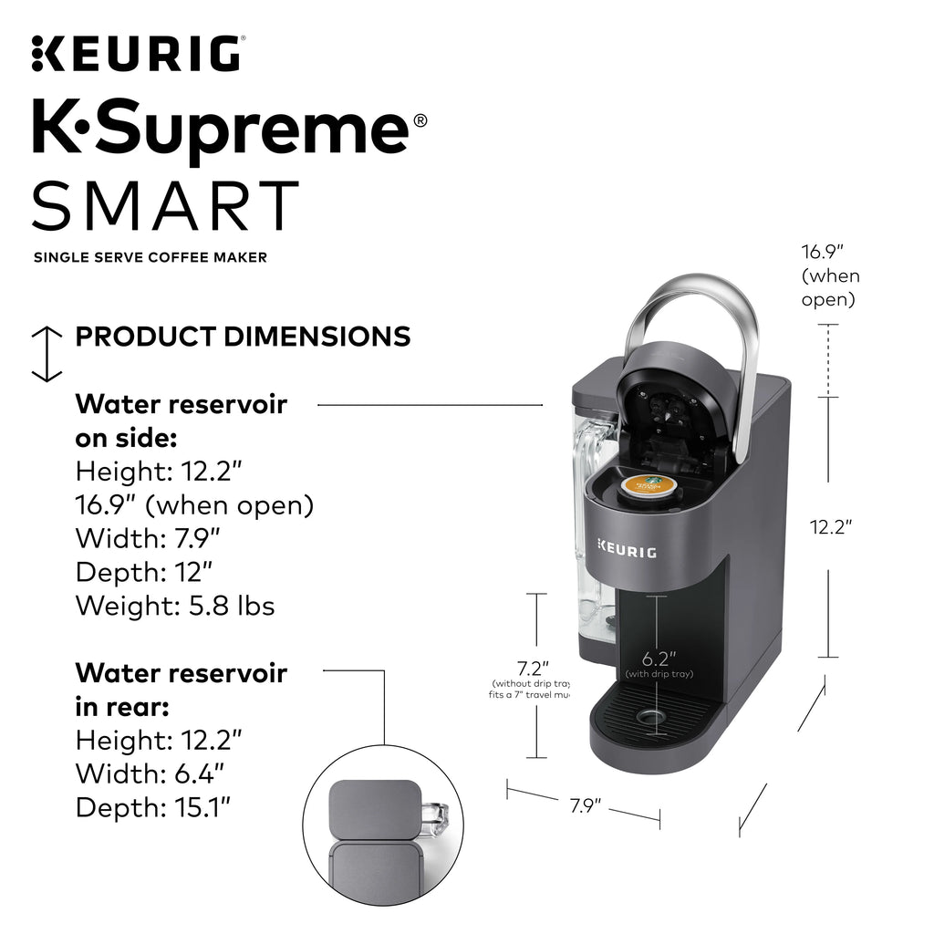 Keurig K-Supreme SMART Coffee Maker, MultiStream Technology, Brews 6-12oz Cup Sizes, White