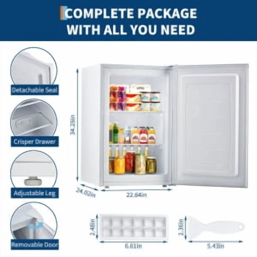 Studyset 3.0 Cu.Ft Upright Freezer with Reversible Door - Compact Single Door Freezer for Apartments/Dorms/Office/Garage, Ultra-Quiet, Space-Saving Design, White