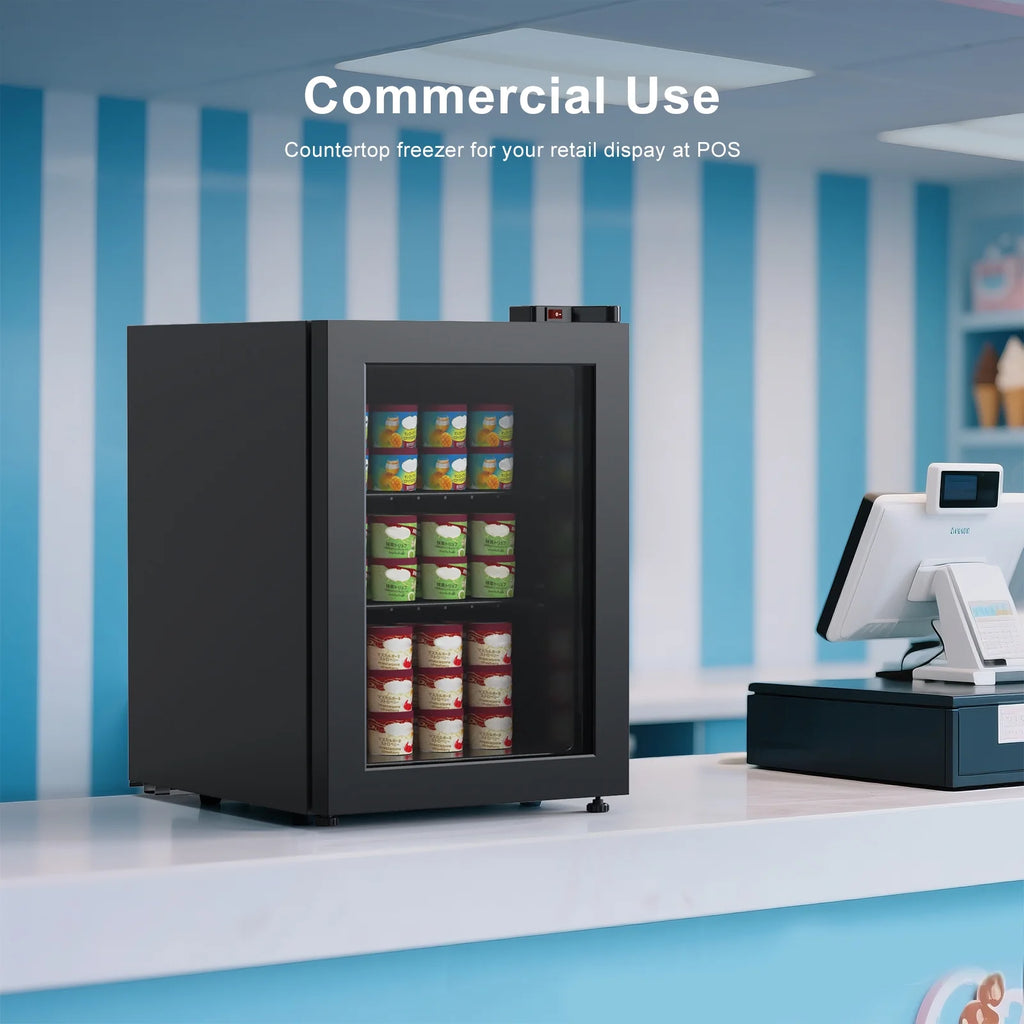 Northair 2.1 Cu Ft Countertop Display Glass Door Freezer with LED Light Perfect for  Ice Cream  at POS
