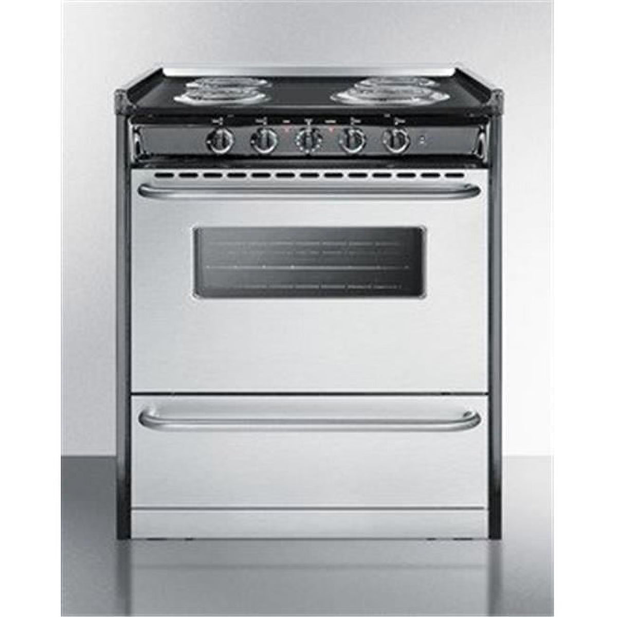 30 in. Slide-In Electric Range with Stainless Steel Doors & Black Porcelain Top, Replaces TEM230R