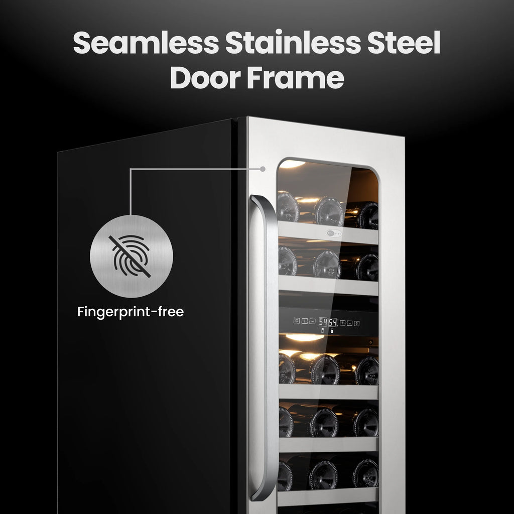 Whynter 24 inch Wine Cooler Refrigerator, 46 Bottle Wine Fridge, Freestanding & Built-in with Reversible Glass Door