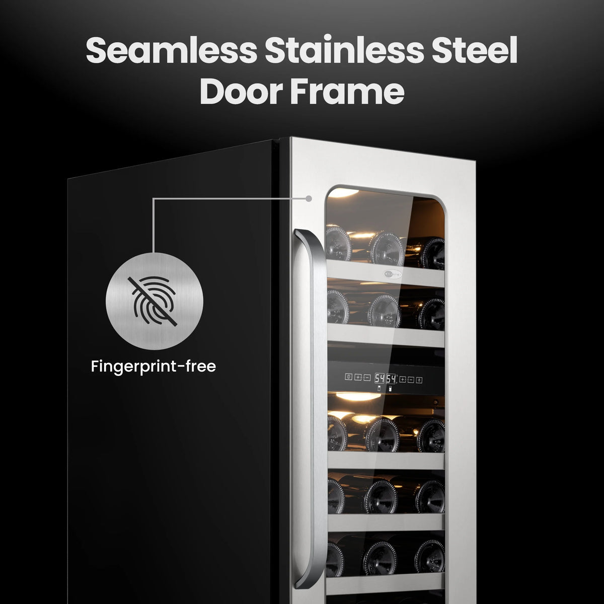 Whynter 24 inch Wine Cooler Refrigerator, 46 Bottle Wine Fridge, Freestanding & Built-in with Reversible Glass Door