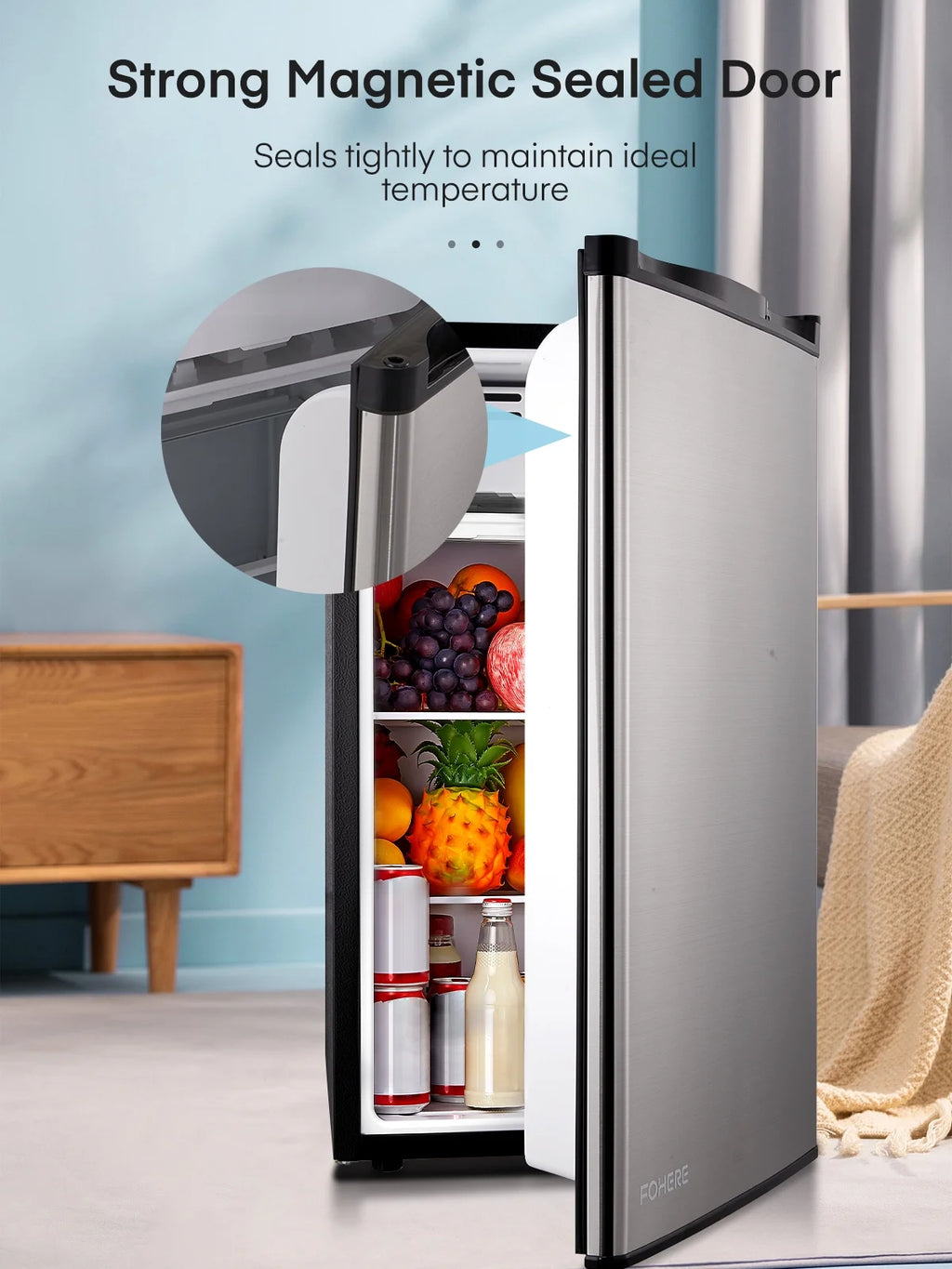 3.2 Cu. ft Refrigerator for Home, Fridge with Freezer for Bedroom, 31"D x 18"W x 19"H, Black