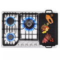 Amzgachfktch 5 Burners Stove 30 inch Gas Cooktop NG/LPG Stainless Steel Built-in with Grill