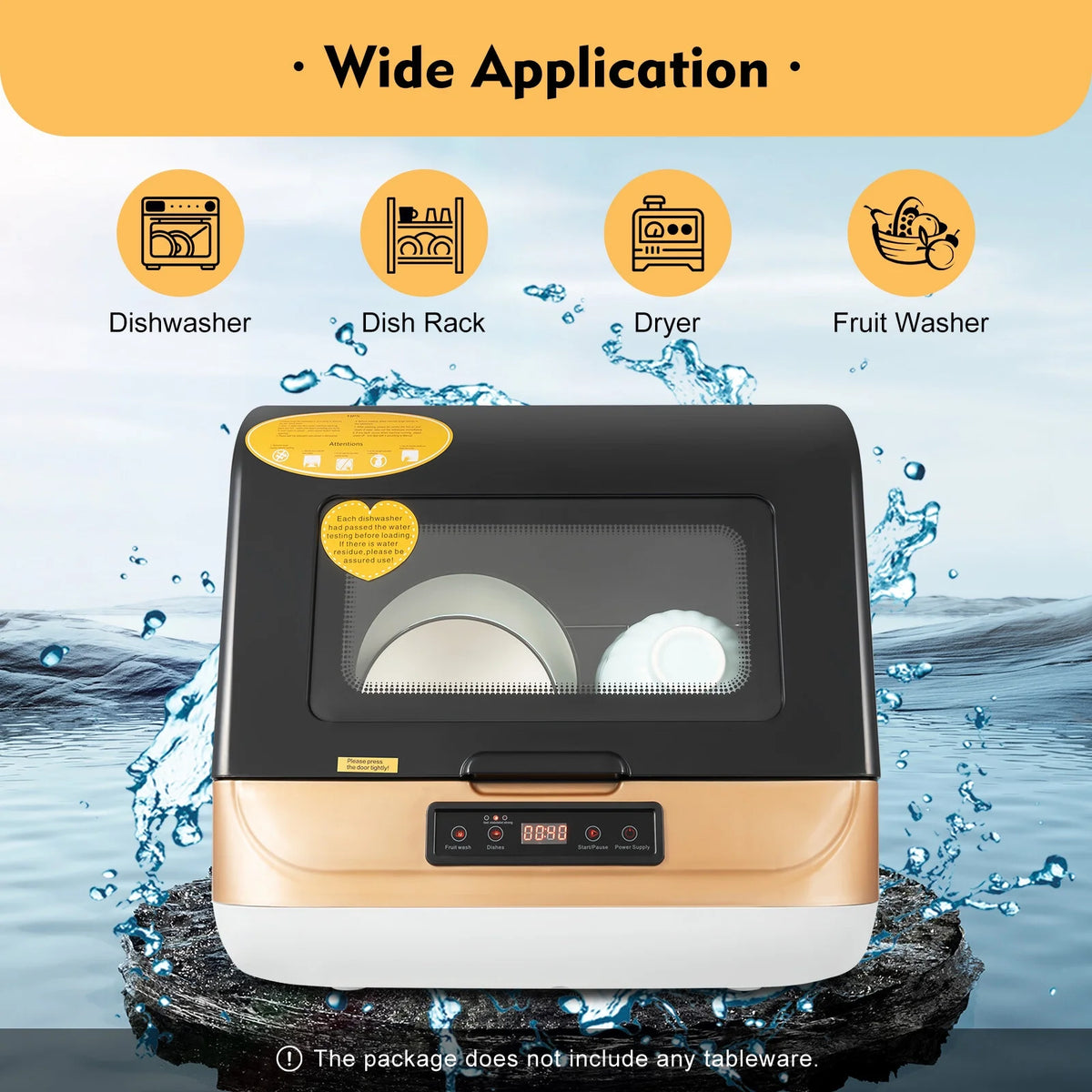 Compact Countertop Dishwasher Portable Mini Dish Washer 4 Washing Programs 110V 800W Dishwasher Machine with 3 Washing Programs for Dishes Knives Forks Spoons Chopsticks Cups