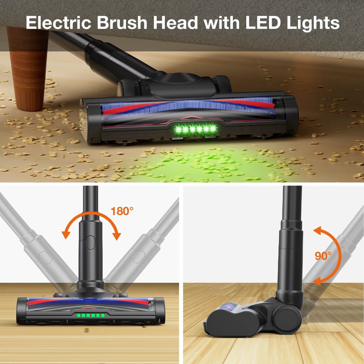 MOOSOO Cordless Vacuum with Brushless Motor, 60 mins max runtime, Stick Vacuum for Hard Floor Carpet Pet Hair