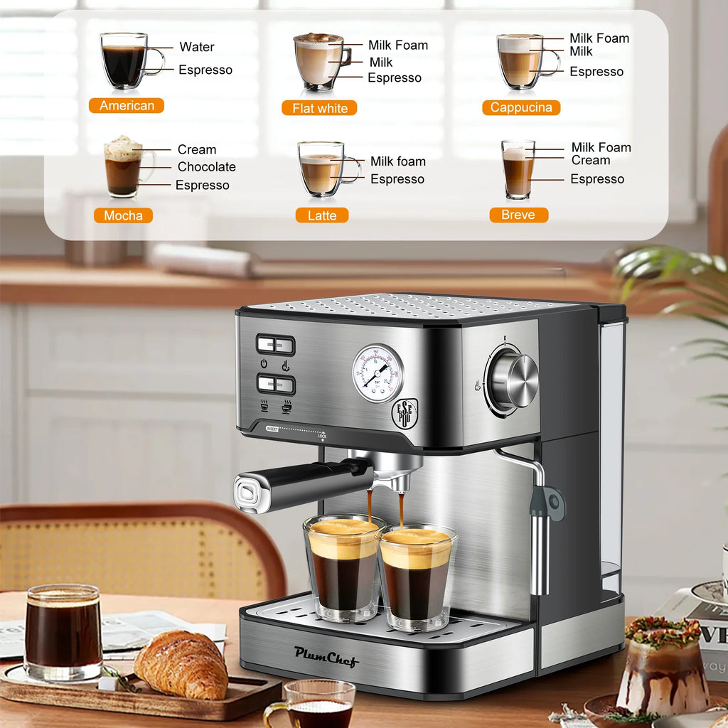 20 Bar Espresso Machine with Milk Frother, Single & Double Shot, ESE Pod Compatible, Removable Water Tank for Cappuccino, Latte, & Machiato for Home Barista