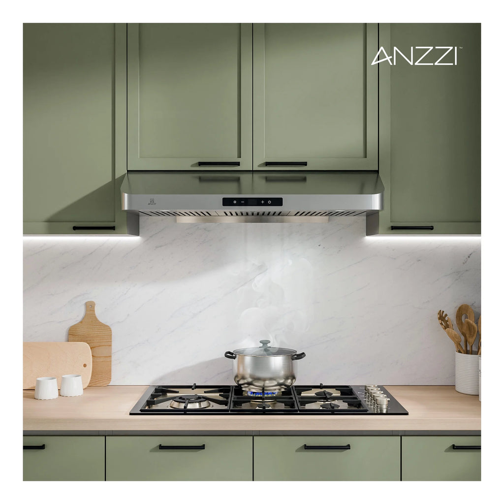 Anzzi RH-AZ0391TSS 36 in. 600 CFM 4-Speed Stainless Steel Under Cabinet Convertible Residential Range Hood with LED Lamp