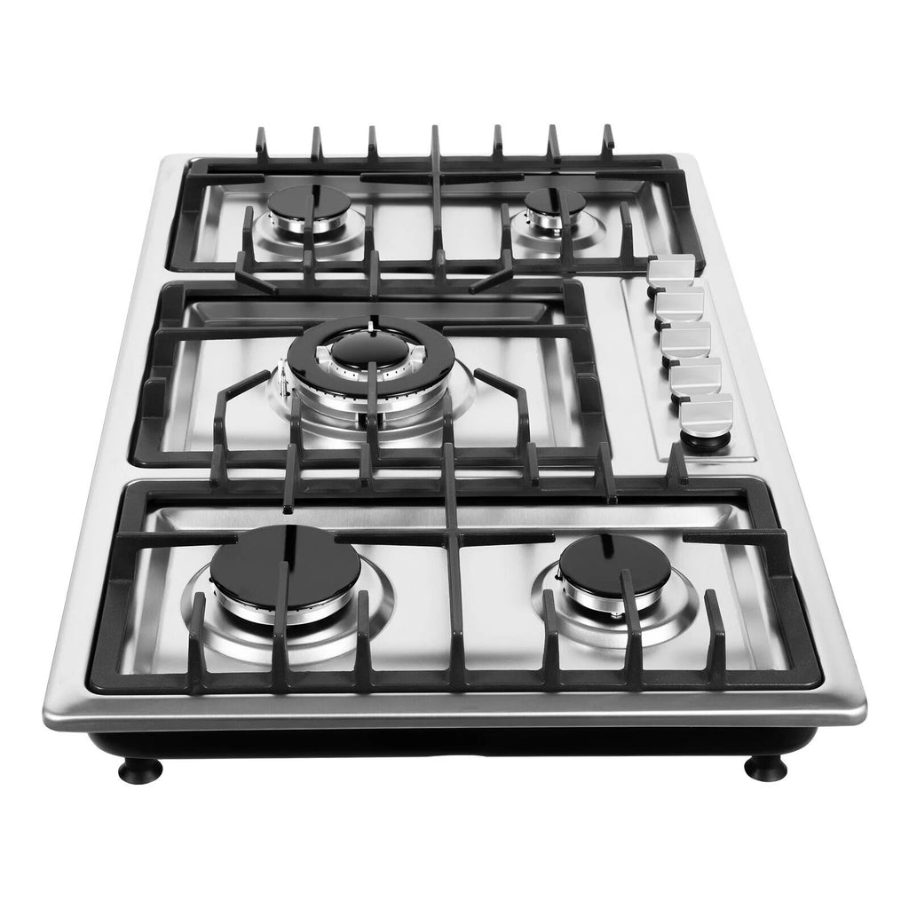 Stainless Steel 5-Burner Stove, Top Built-In Gas Propane Cooktop Stove for Restaurants