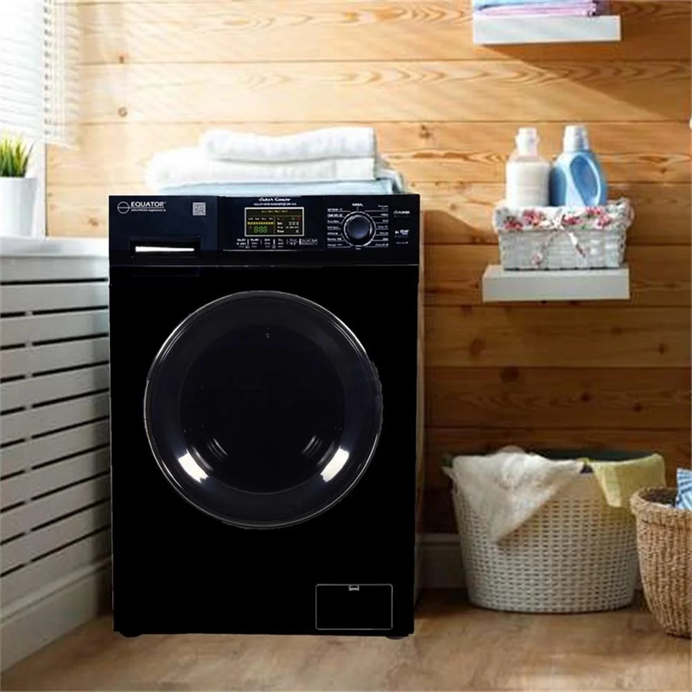 Pemberly Row Pet Compact 110V Vented/Ventless 15 lbs Combo Washer Dryer in Black