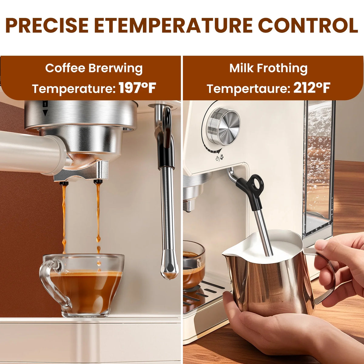 LINKChef Espresso Machine 20 Bar, Professional Espresso Maker with Milk Frother Steam Wand