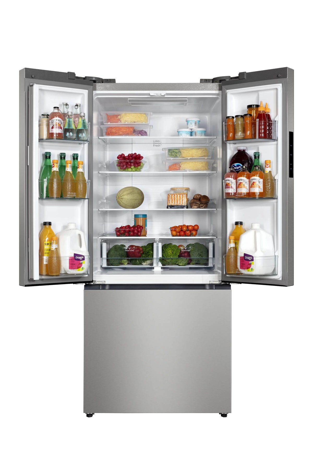 Hamilton Beach, 17.7 Cu. Ft. French Door Refrigerator, Freestanding Installation, Platinum Silver, HZ0771