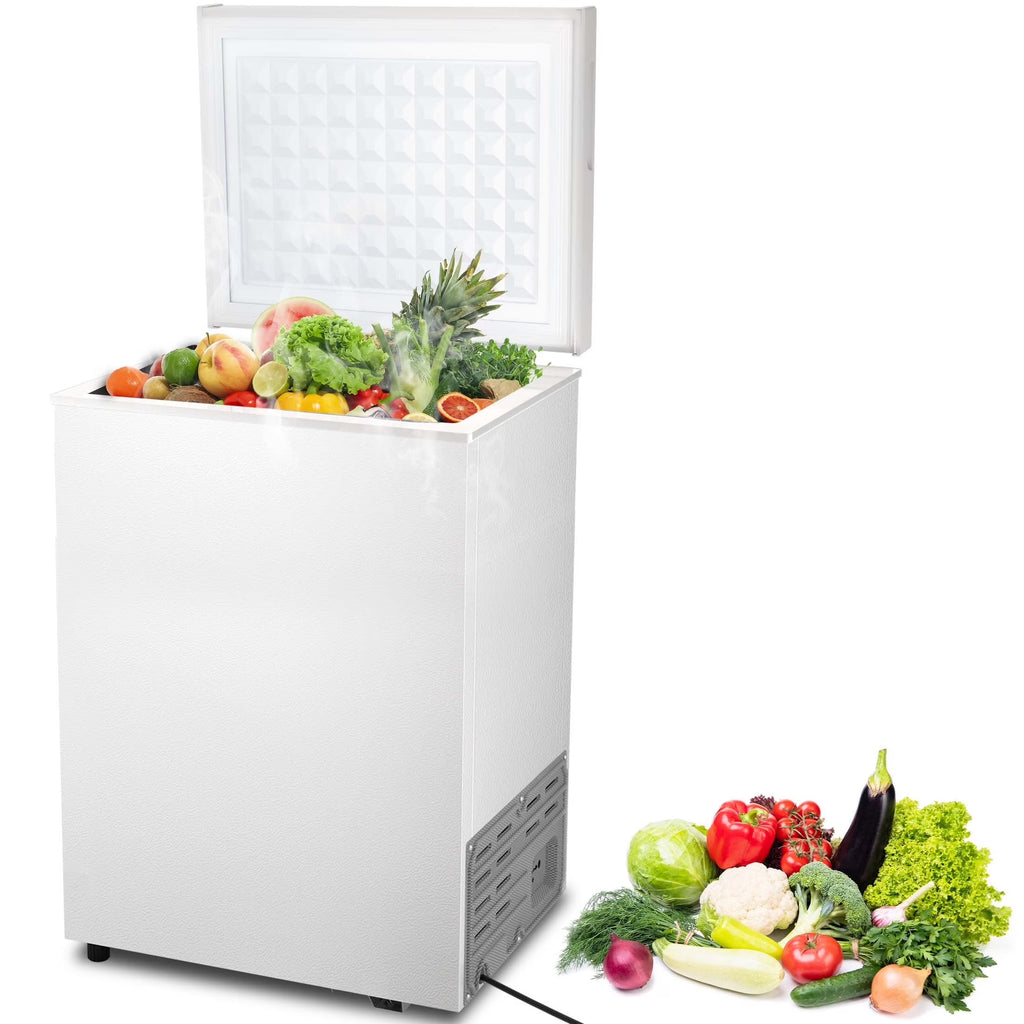 KNDKO 2.8cu.ft Chest Freezer, Freestanding Top Open Door Mini Freezer with Adjustable 7 Thermostat, Removable Basket and Bottom Defrost Water Drain for Apartment/Home, White