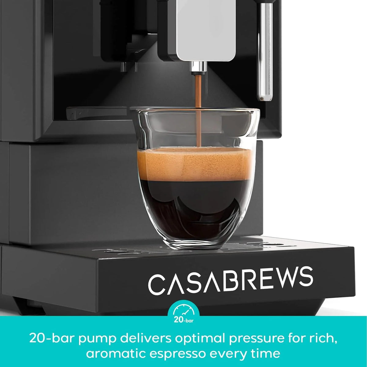CASABREWS ACAFE Plus, 20 Bar Fully Automatic Espresso Machine, Black