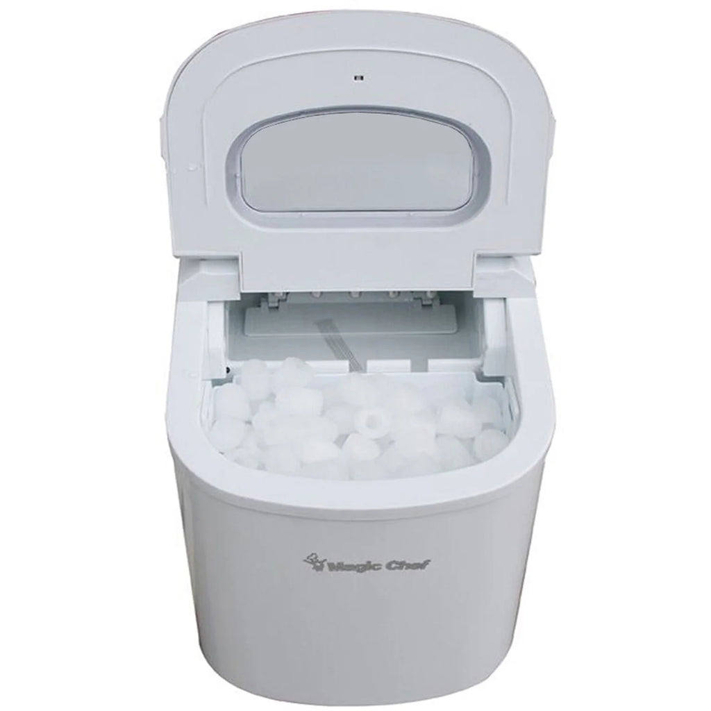 Magic Chef 27 lb. Capacity Portable Countertop Ice Maker, White and Makes Bullet Ice