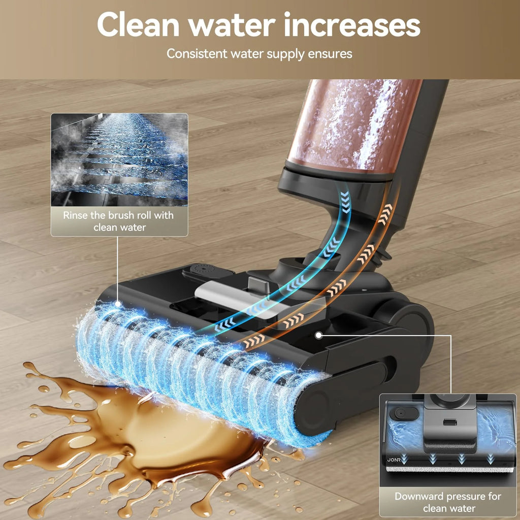 JONR ED12 Pro Max Wet Dry Vacuum Cleaner, 167��F Flashdry Self-Cleaning and 800ml Large Capacity Dirty Water Tank Smart Floor Cleaner