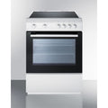 24" wide smooth top electric range in slide-in style and white finish, with storage drawer and large oven window in black glass