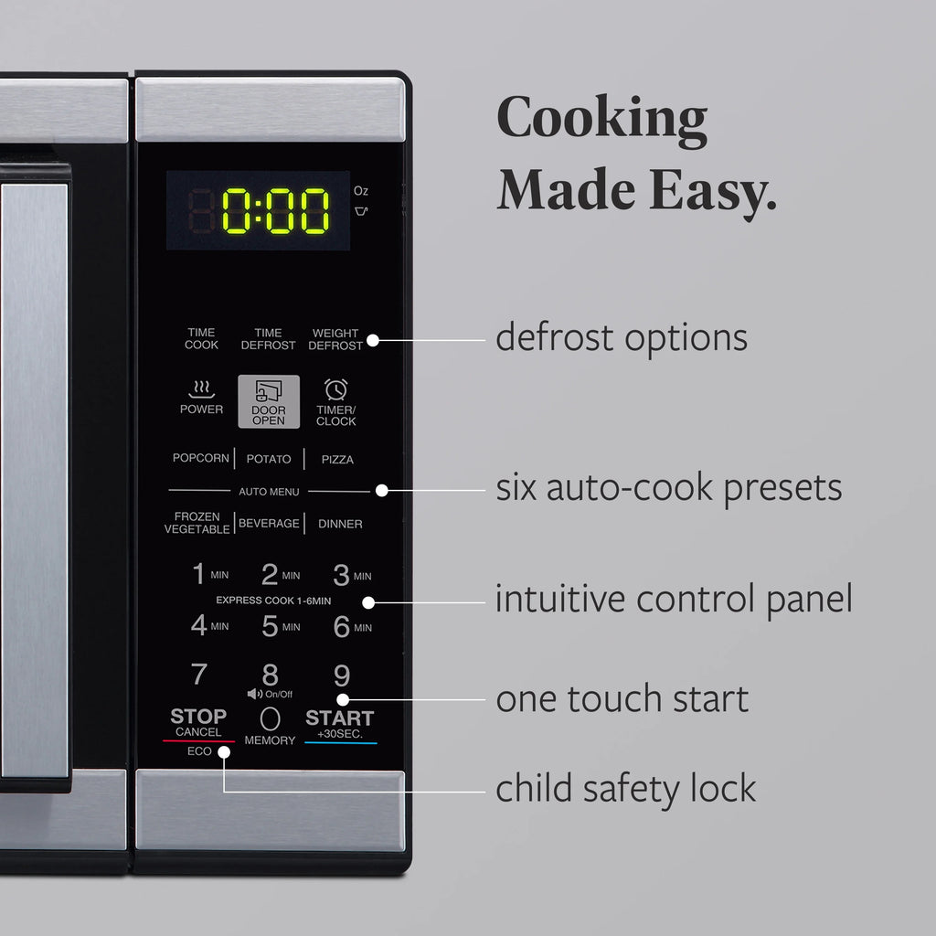 Farberware Countertop Microwave 900 Watts, .9 cu ft - Microwave Oven With Child Lock - Perfect for Apartments and Dorms - Easy Clean Grey Interior, Stainless Steel