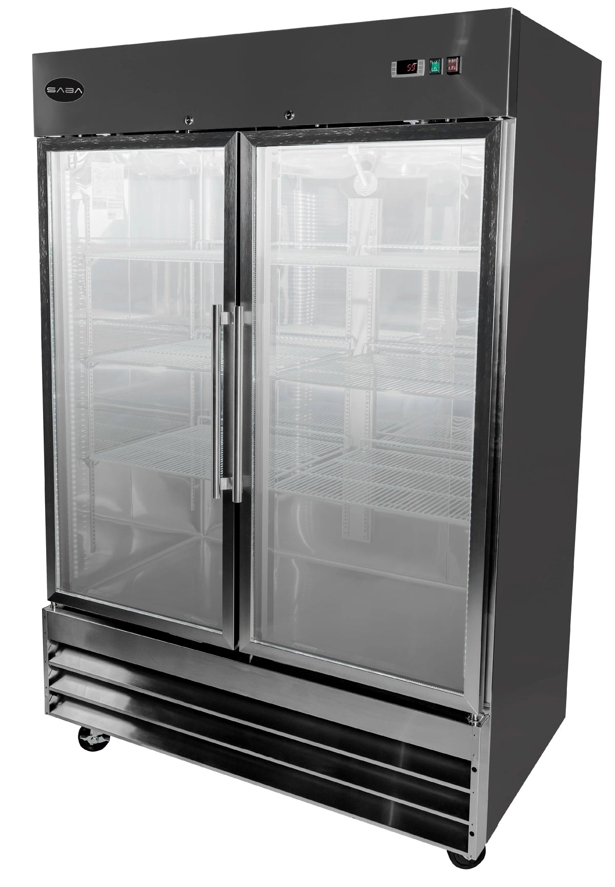 Heavy Duty Commercial 47 cu ft Stainless Steel Glass Door Reach-In Freezer (2 Door)