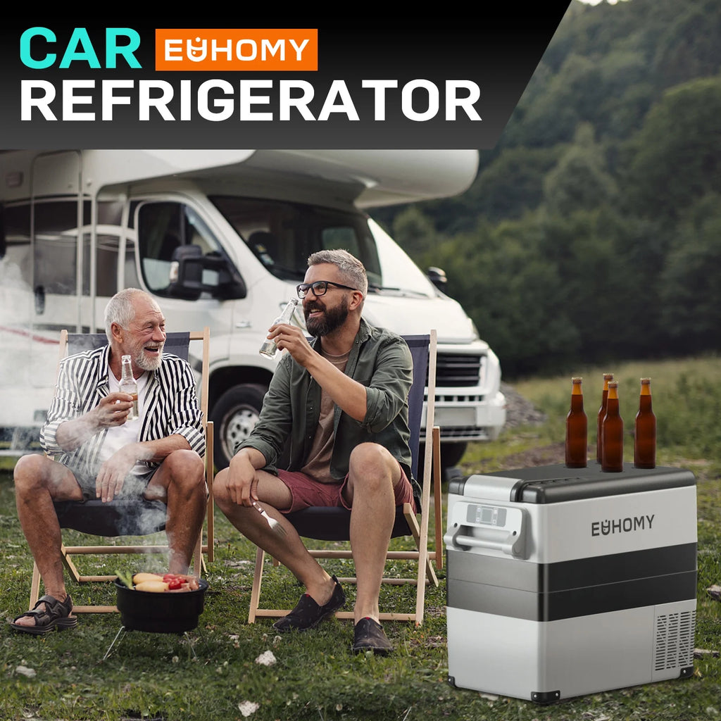 EUHOMY 12 Volt 46QT Car Refrigerator with Bluetooth APP Control, 12/24V DC & 110V AC, Portable Freezer Fridge Cooler for Car, RV, Camping, Home Use
