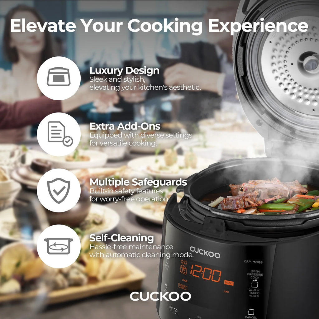 CUCKOO CRP-P1009SB 10-Cup (Uncooked) Heating Pressure Rice Cooker & Warmer with Nonstick Inner Pot