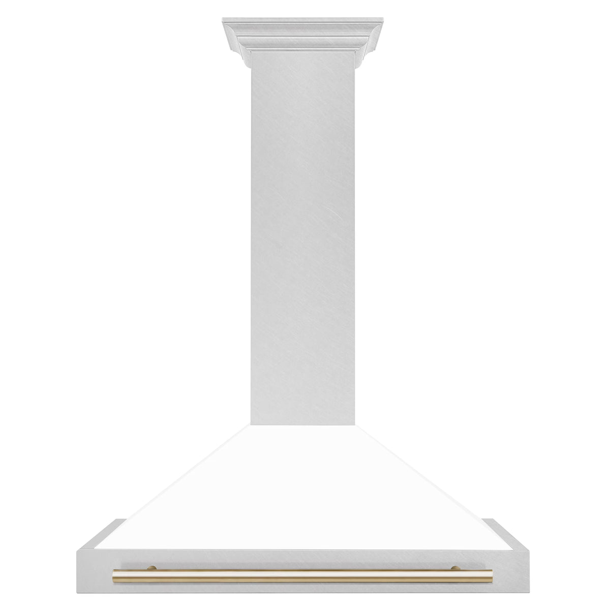 ZLINE 36" Autograph Edition DuraSnow Stainless Steel Range Hood with White Matte Shell and Gold Handle