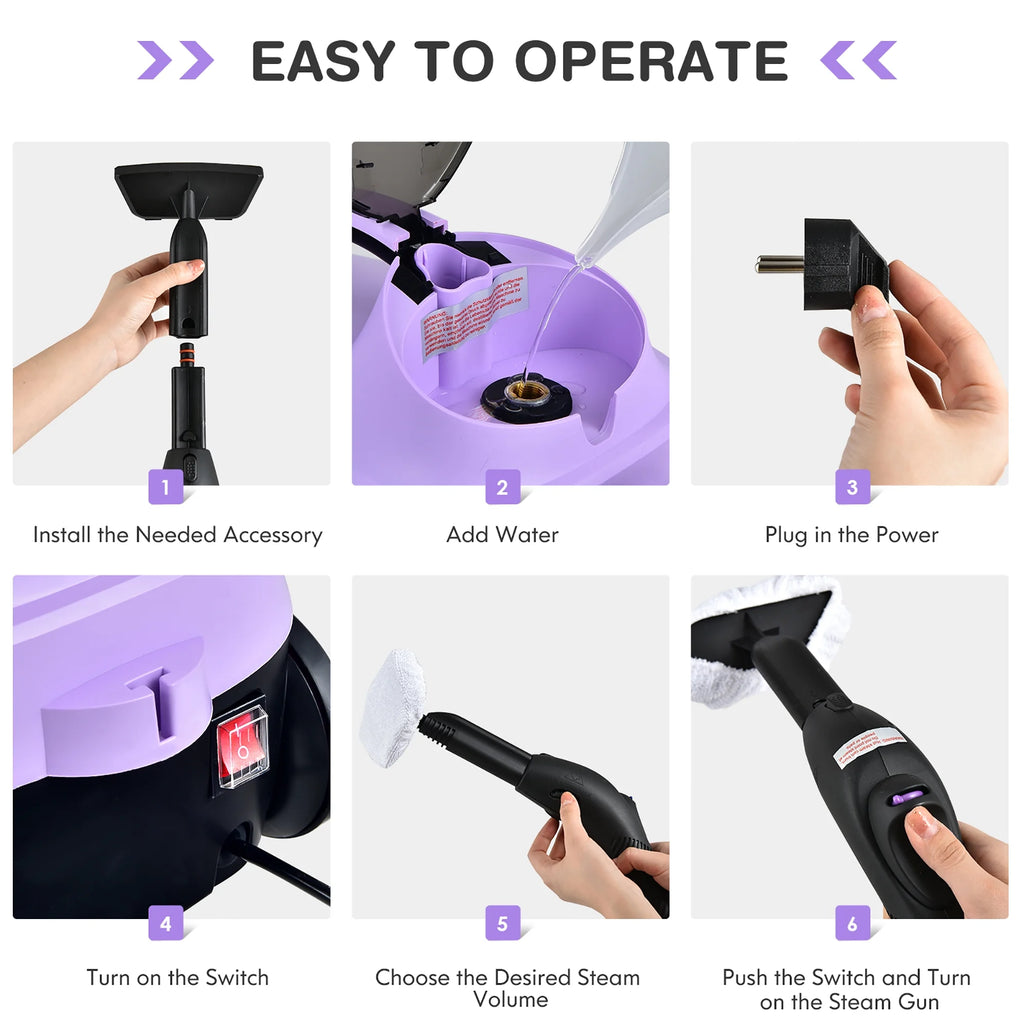Costway 2000W Heavy Duty Steam Cleaner Mop Multi-Purpose W/19 Accessories Blue