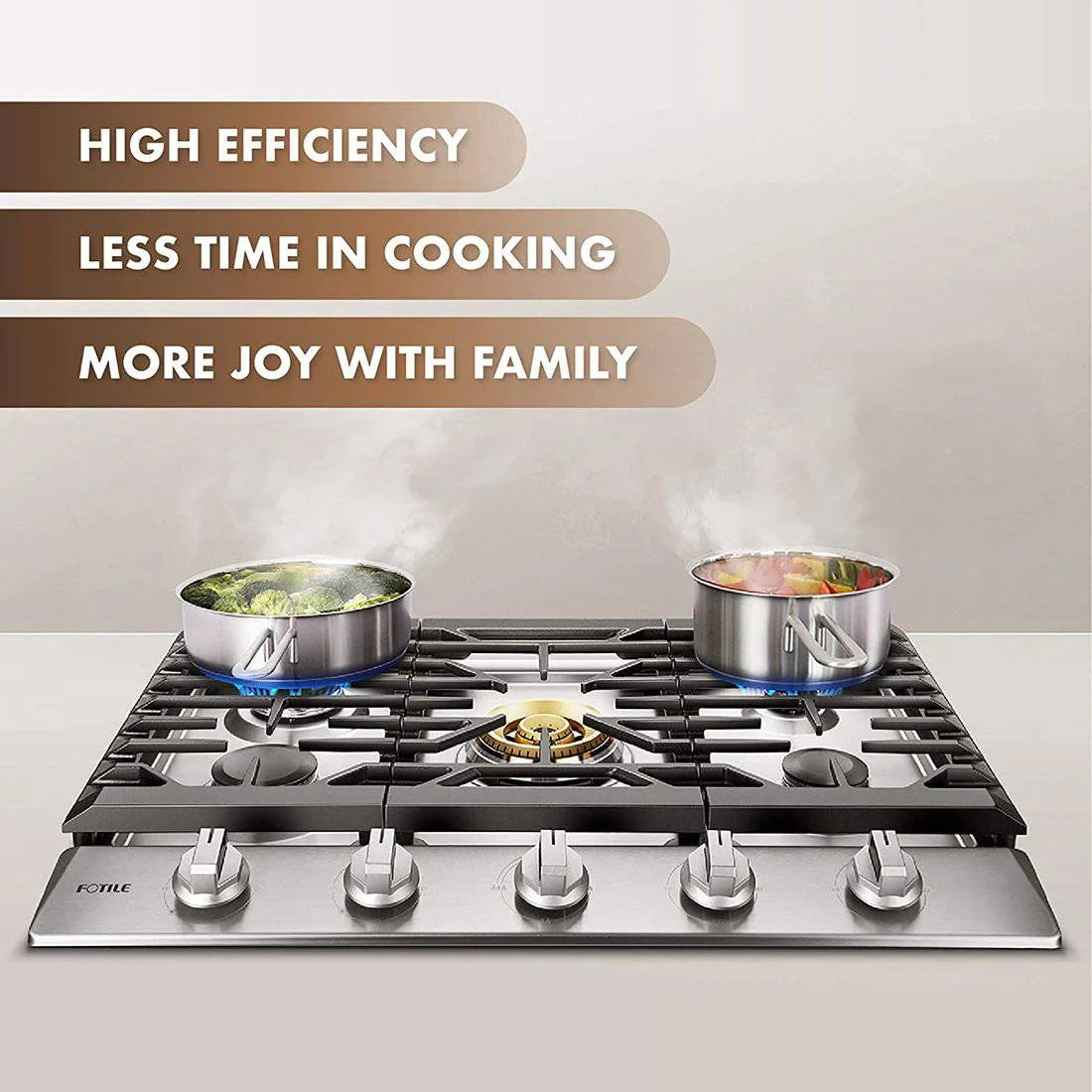 FOTILE Tri-Ring Series GLS30501 30 Inch Pro Gas Cooktop with 56K total BTU on 5 Burners