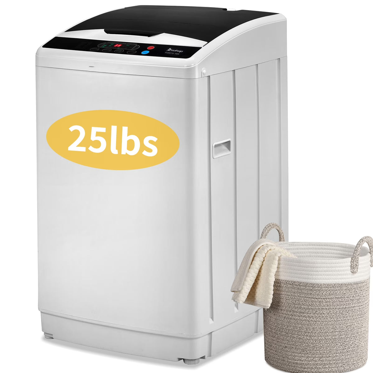 UbesGoo 15.6LBS Portable Washing Machine, Full-Automatic Electric Laundry Machine with Stainless Steel Drum,Compact Washer, Washer and Dryer Combo with Drain Pump for Apartment, Dorms, RV