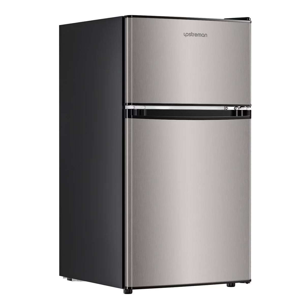 Upstreman 3.2 Cu.Ft Mini Fridge with Top Freezer, 2 Door Small Compact Refrigerator, Energy Saving, Adjustable Thermostat, Adjustable Legs, for Apartment Office Dorm Bedroom Garage RV, BD321 Black