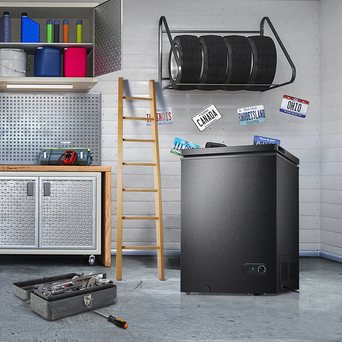 Moifoi 3.5 Cu.ft Chest Freezer w/ Removable Storage Basket & Top Open Door, Energy Saving, White