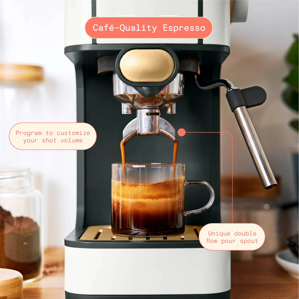 Beautiful Slim Espresso Machine with 20-Bar Pressure, Black Sesame by Drew Barrymore