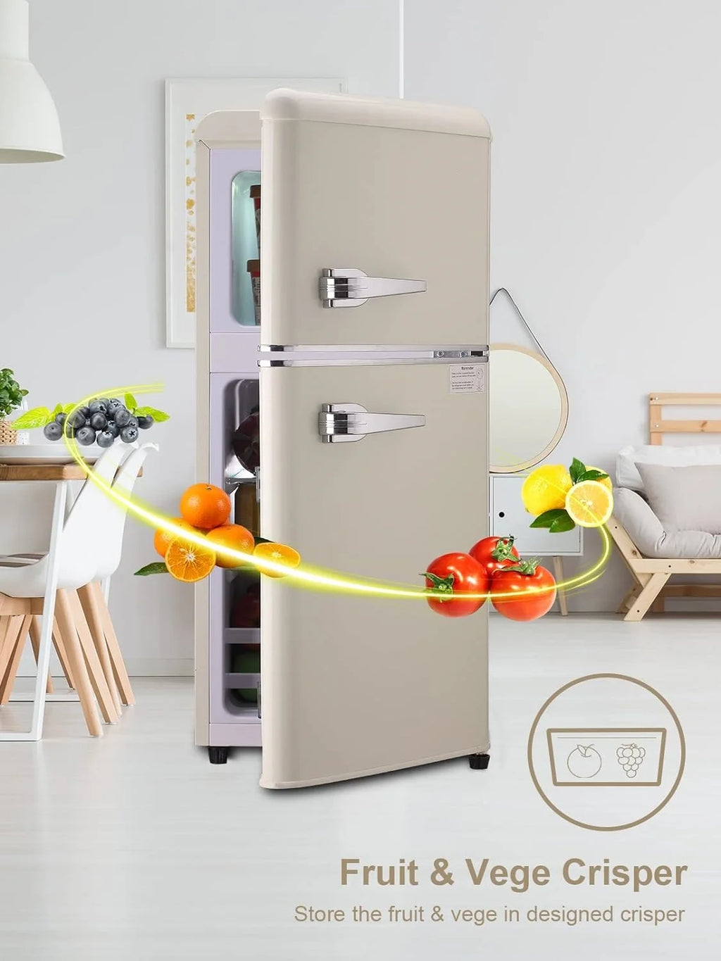 GGTB 3.0 Cu.ft Two Door Small Refrigerator with Freezer, Compact Retro Mini Refrigerator for Dorm, Office, Bar, RV, Bedroom, Red
