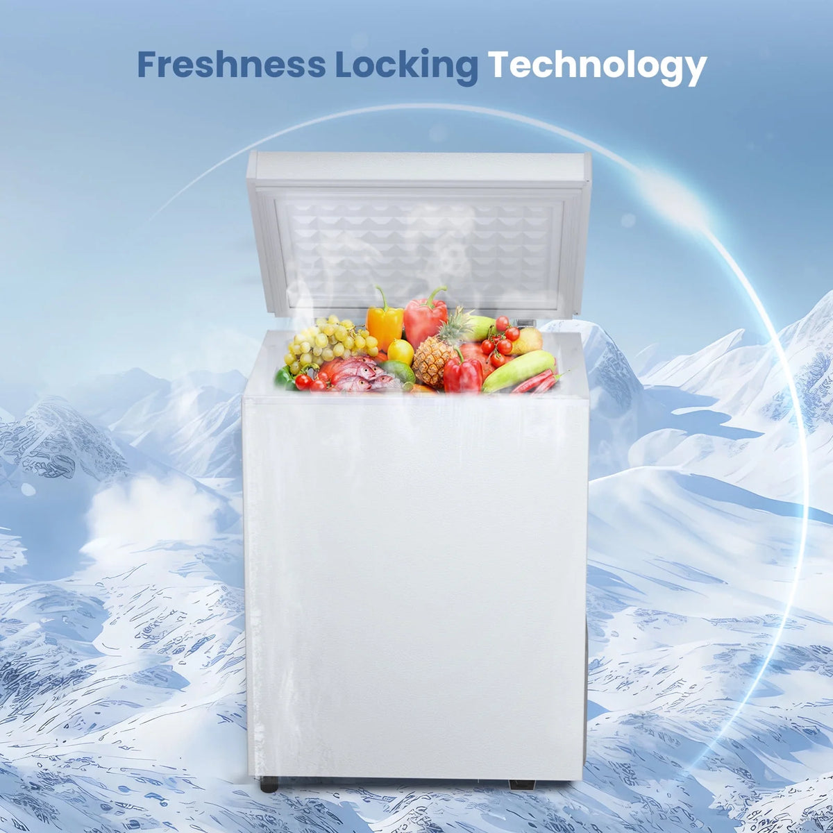 KNDKO 2.8cu.ft Chest Freezer, Freestanding Top Open Door Mini Freezer with Adjustable 7 Thermostat, Removable Basket and Bottom Defrost Water Drain for Apartment/Home, White