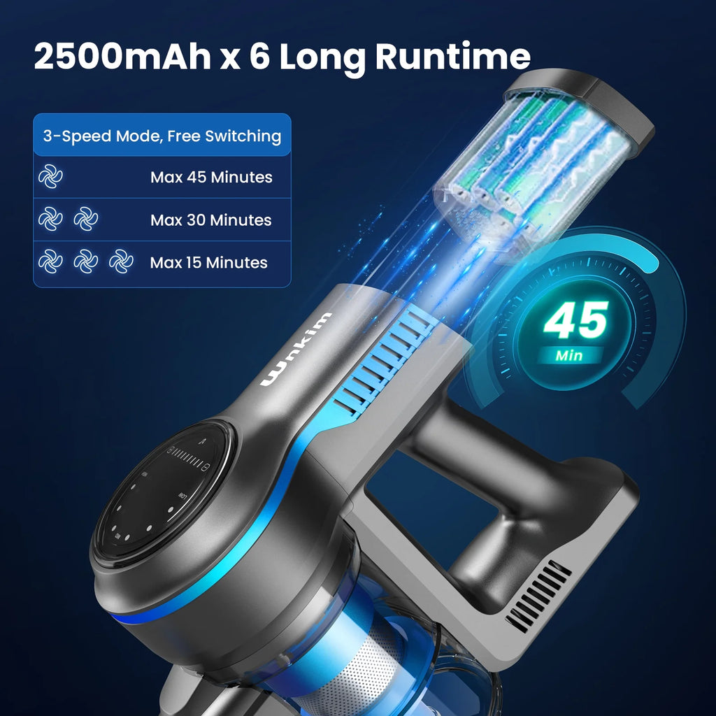 Wnkim Cordless Stick Vacuum Cleaner, 25Kpa, HEPA Wet/Dry Vacuum Cleaner for Hardwood Pet Hair  Carpet