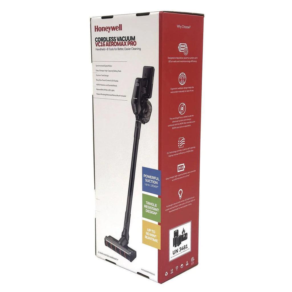 Honeywell Aeromax Pro VC16 Cordless Vacuum, 8.5" Cleaning Path, Dark Silver
