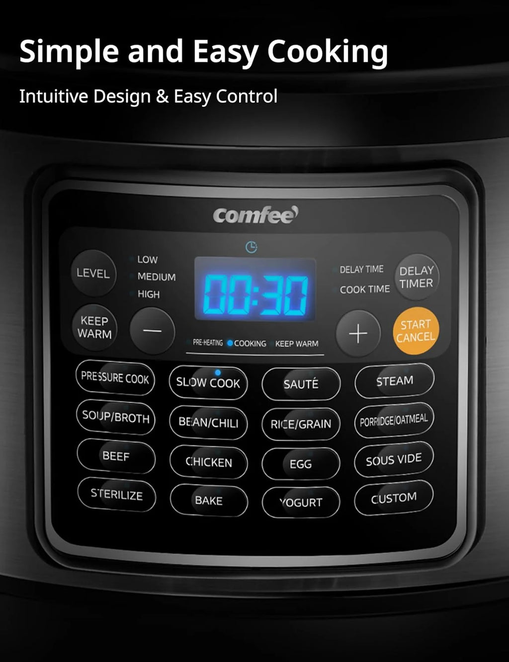COMFEE�� 16 in 1 Electric Pressure Cooker Instant Multi Cooker Olla de Presion Non-Stick Pot Yogurt Maker Rice Cooker Slow Cooker Saut�� Steamer 8 Quarts Stainless Steel