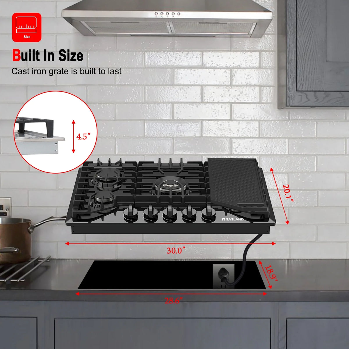 Gasland Chef  30" 5 Burners 30" Gas Cooktop, Stovetop, NG/LPG,Stainless Steel, Auto Ignition