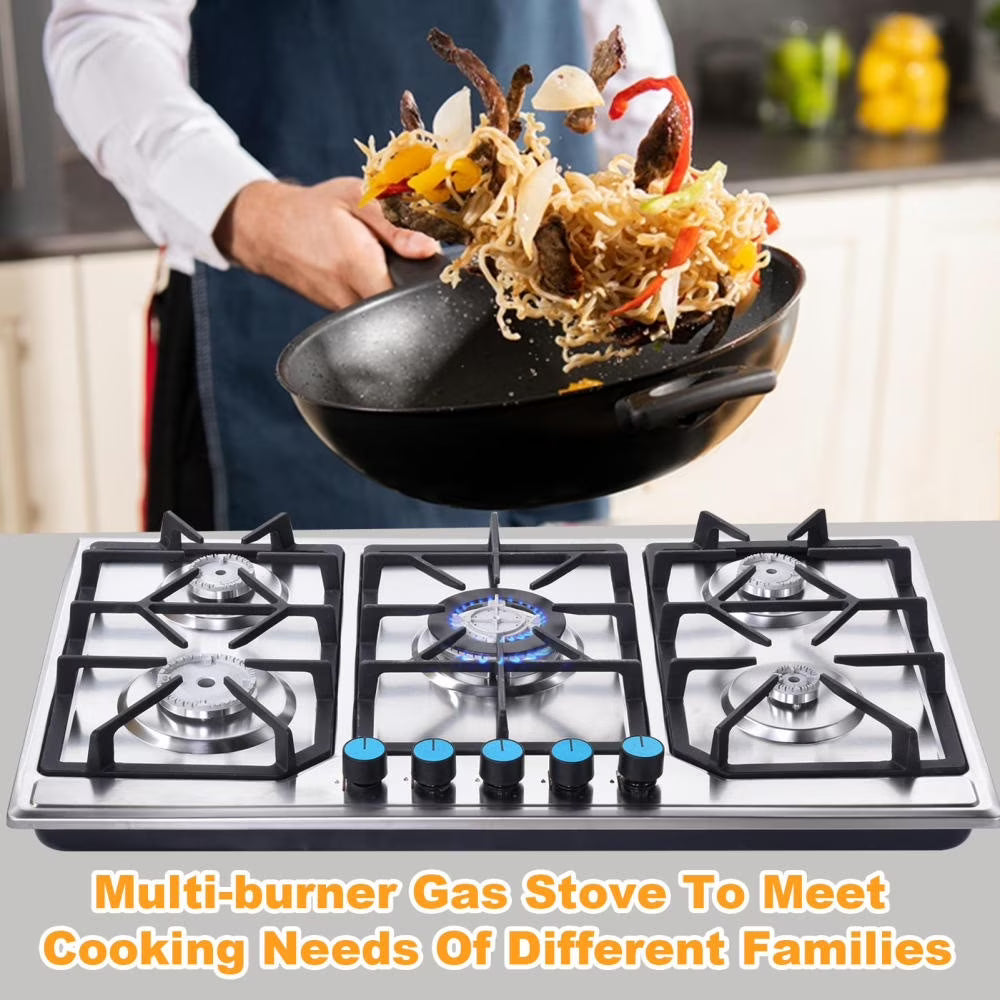 Tohu Stainless Steel Stove 3.3kW 5-Burner Closed Chassis Propane Cooktop for Outdoor/Indoor Cooking