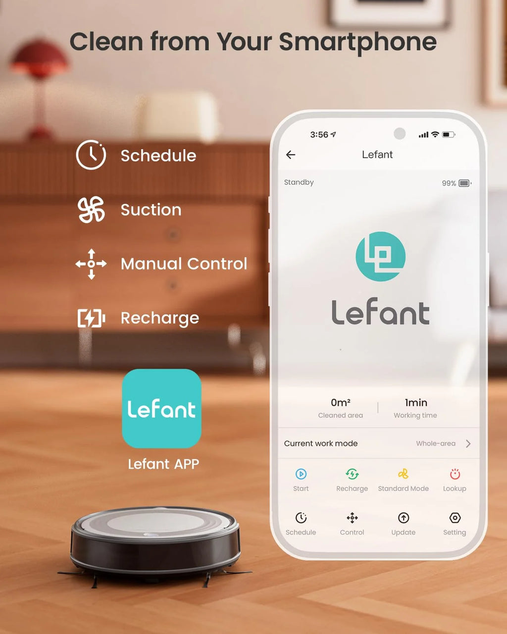 Lefant Robot Vacuum Cleaner with 4500Pa Suction, APP/Remote/Voice Control,Ideal for Pet hair, M310