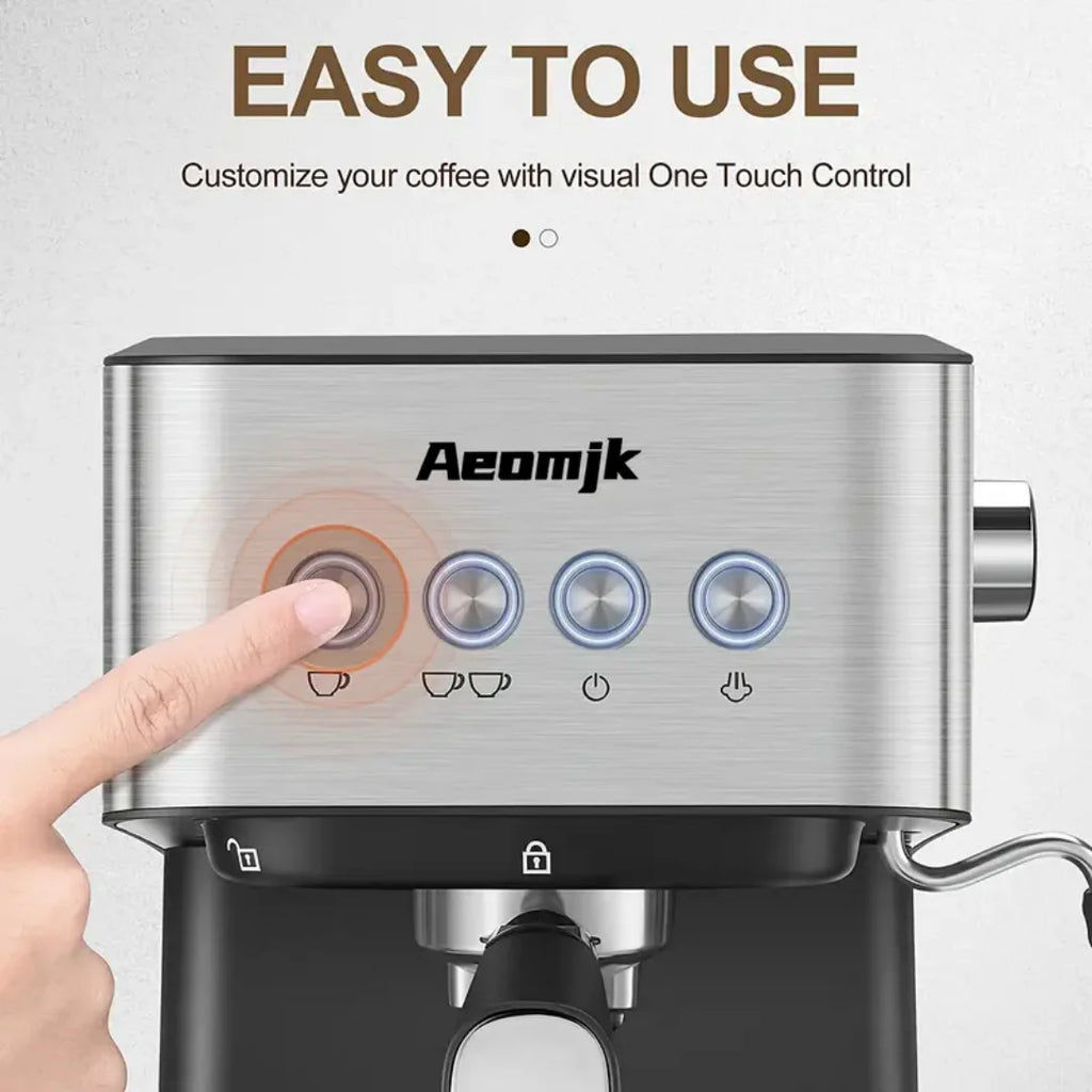 AEOMJK Semi-Automatic Espresso Machine,20 Bar Pressure,1.5L Removable Water Tank,Design for Cappuccino & Latte Making, Coffee Brewing