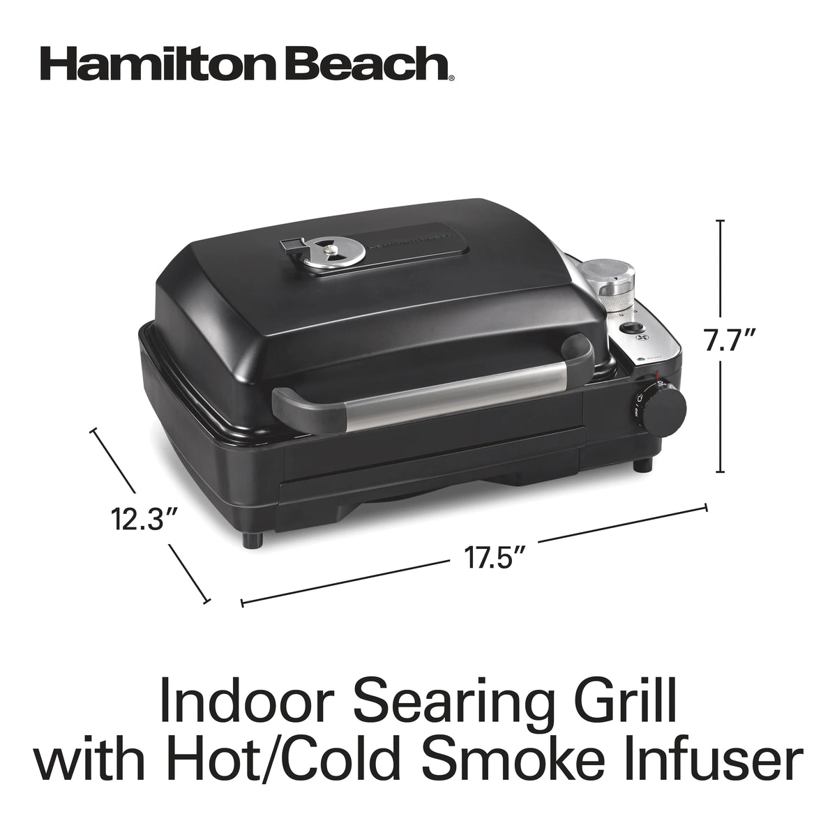 Hamilton Beach Electric Indoor Grill with Hot and Cold Smoke Infuser and Smoking Rack, Black