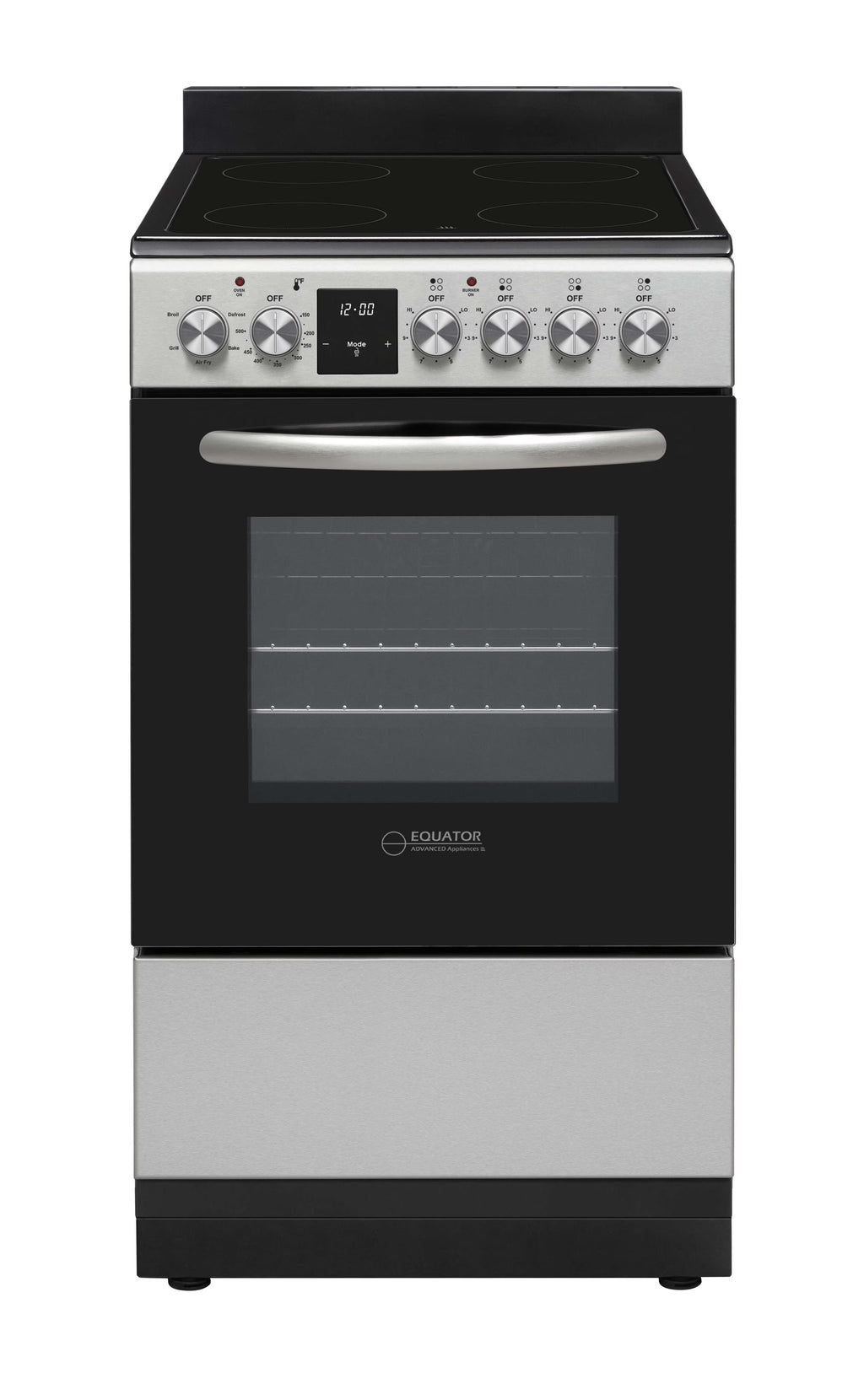 Equator 20" Electric Cooking Range 4 Ceramic Burner CONVECTION OVEN+AIR FRYER SS