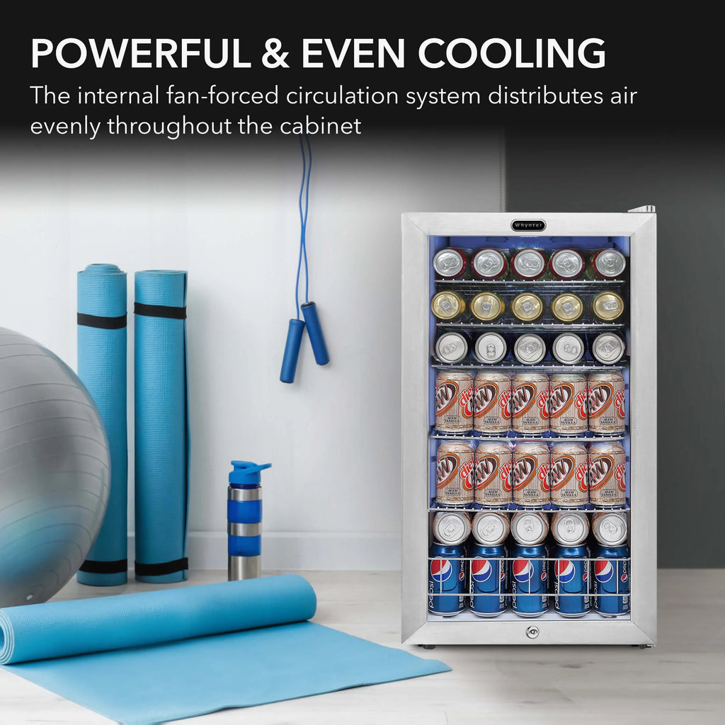 Whynter 24'' Beverage Refrigerator Cooler, 140 Cans Beverage Fridge, Built in or Freestanding Beverage Center with Stainless Steel Door