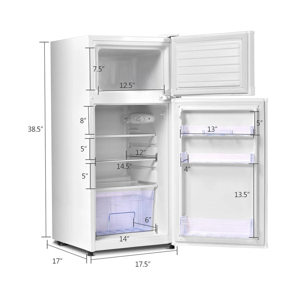Giantex Compact Refrigerator, 3.4 cu. ft. Mini Cooler Fridge, Freestanding Fridge w/Adjustable Thermostat, Black