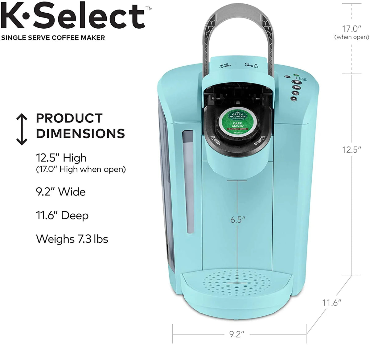 Keurig K-Select Coffee Maker, Single Serve K-Cup Pod Coffee Brewer, With Strength Control and Hot Water On Demand, Oasis