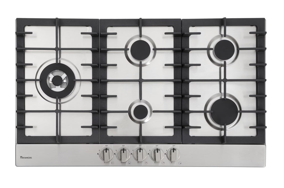 Rangaire RCG341S 34" Gas Cooktop - Stainless Steel, Sealed Burners, Cast Iron Grates, Die Cast Metal Burner Controls