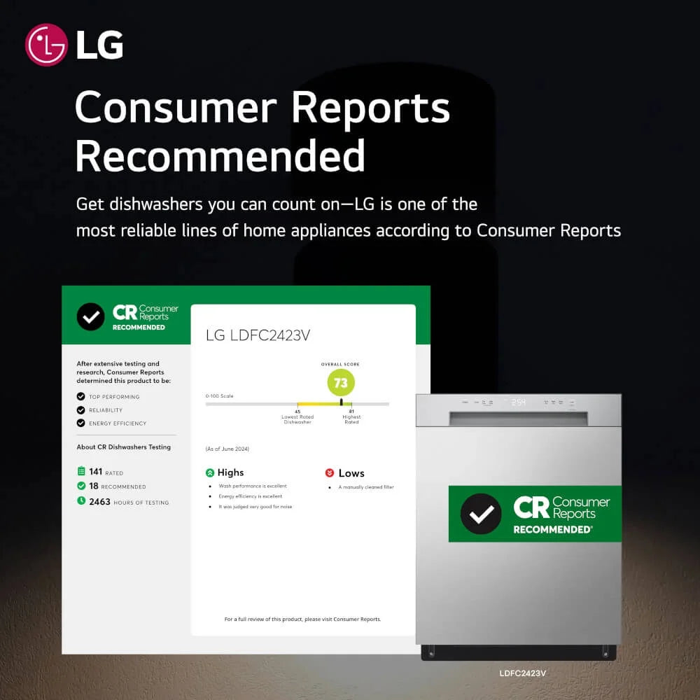 LG LDFC2423V 52 dBA Front Control Dishwasher Stainless Steel