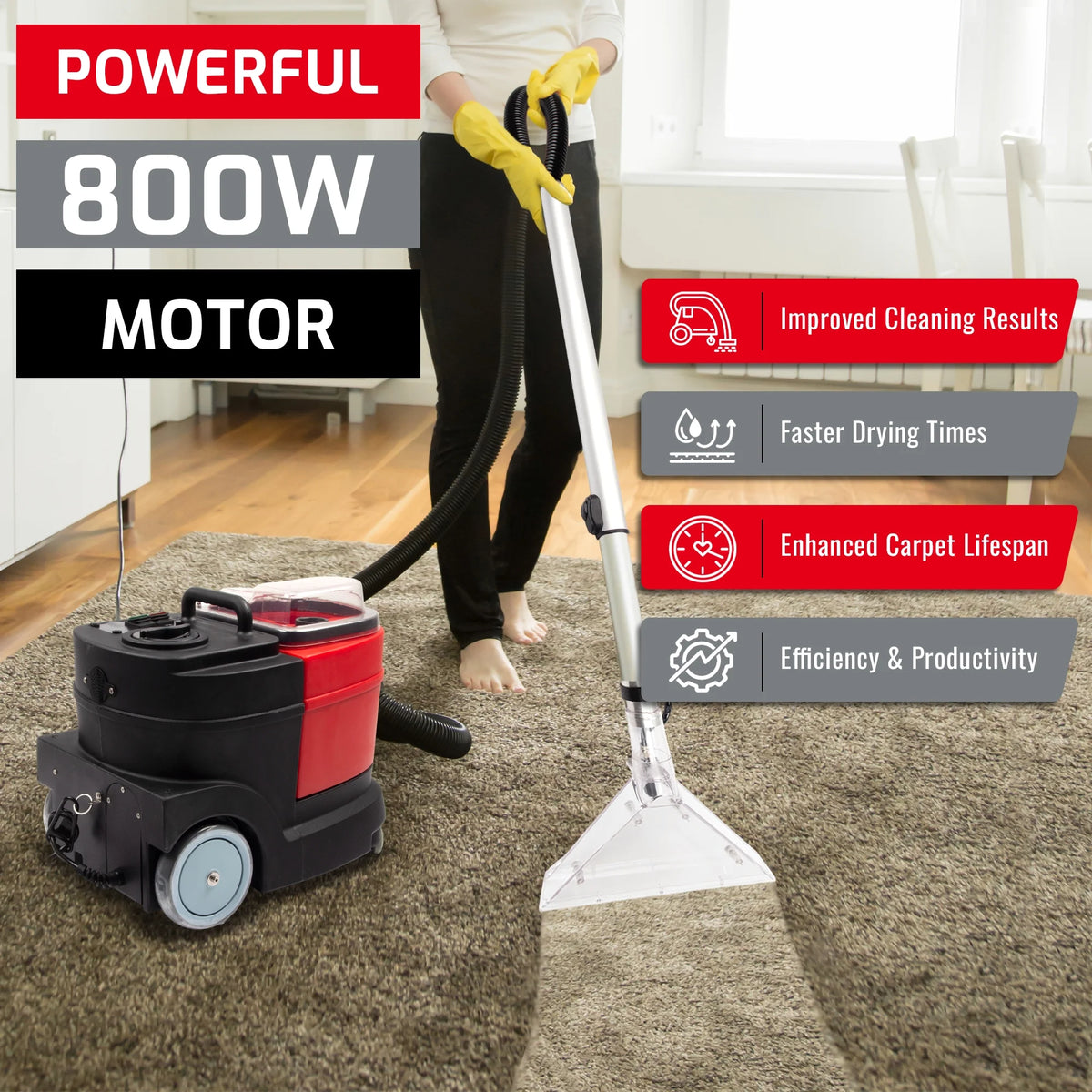 Carpet and Upholstery Extractor Cleaning Machine, Powerful 1.07 HP Motor, 3.7-gal Tank