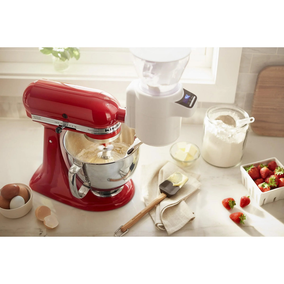 KitchenAid Sifter with Scale Attachment, White, KSMSFTA